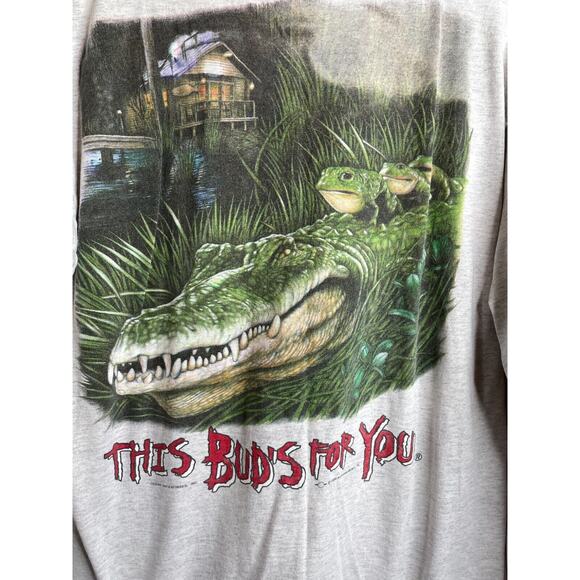 Vtg 90s Budweiser This Buds For You Long Sleeve T-Shirt Size Large Alligator